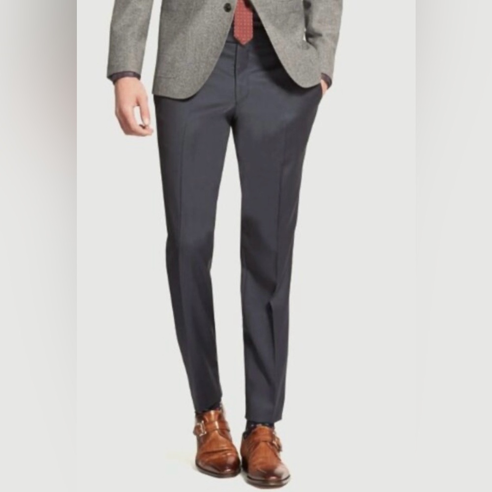 Ted Baker London Endurance Charcoal Grey Wool Jefferson Flat Front Dress Pants‎